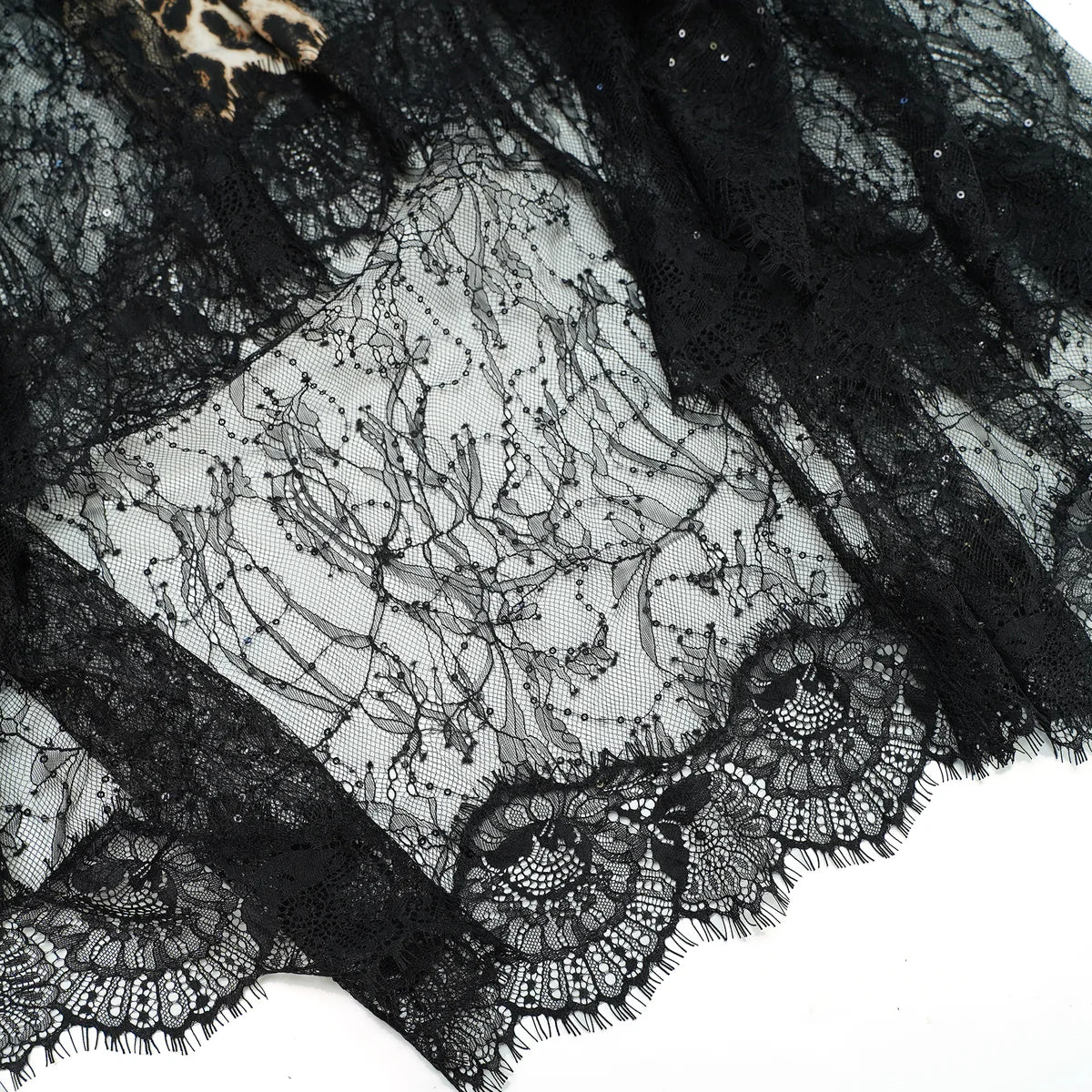 Brown Lace Panel Leopard Print Maxi Dress