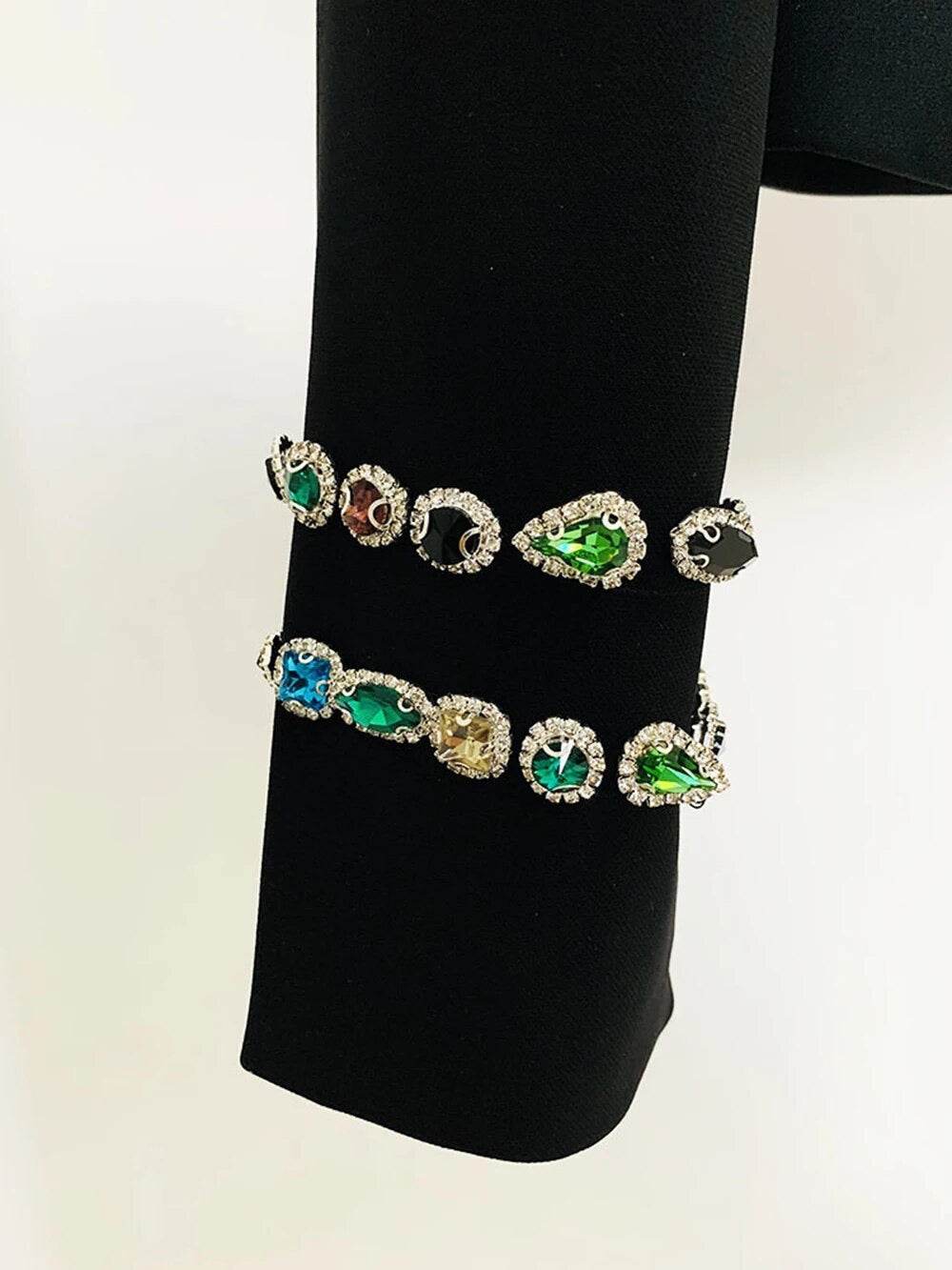 Colorful Diamond Bead Skirt Short Top Set - REBECATHELABEL