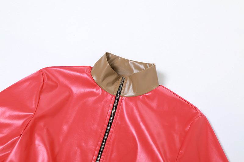 Contrast Patchwork Top High Waist Sheath Skirt Set - REBECATHELABEL