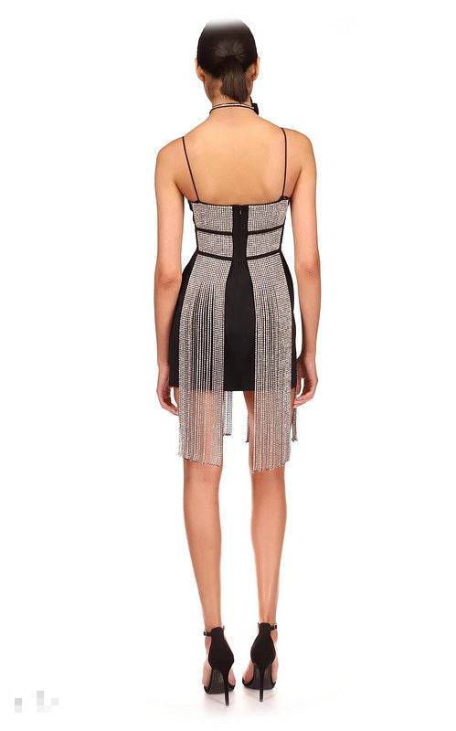 Crystal fringe rhinestone dress - REBECATHELABEL