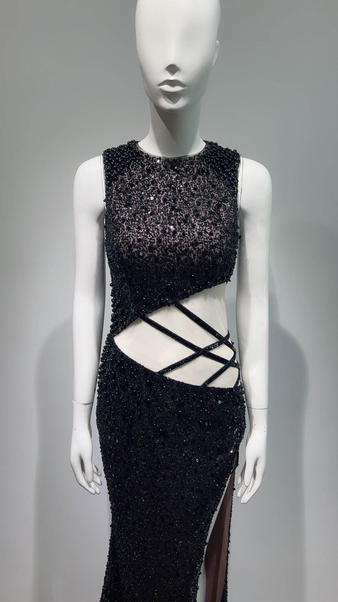 Rebecca cutout on side floor length dress - REBECATHELABEL