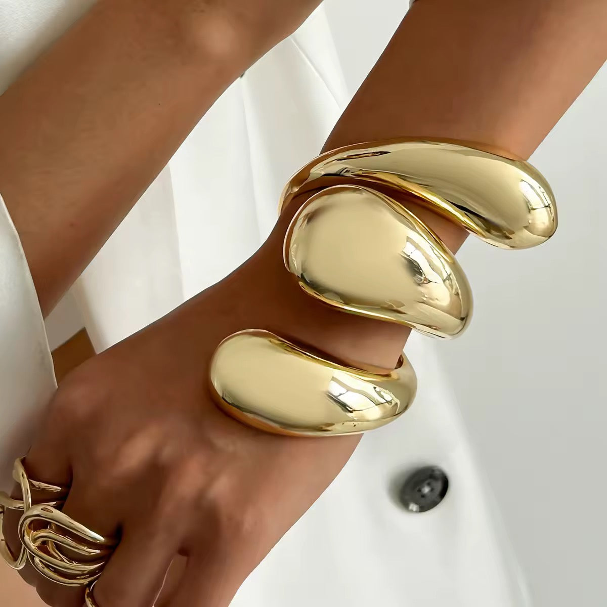 Metal Wide Cuff Bangles Bracelets