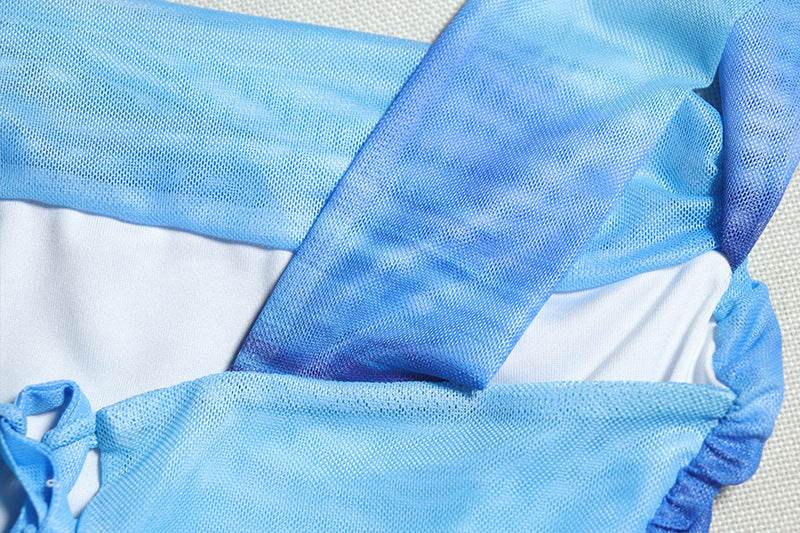 Printed Skirt Set Sexy Lacing Small Vest Split Skirt Set - REBECATHELABEL