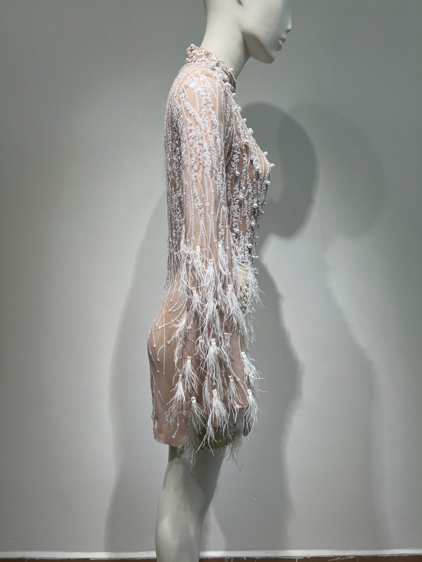 Monalisa pearl feather mini dress - REBECATHELABEL