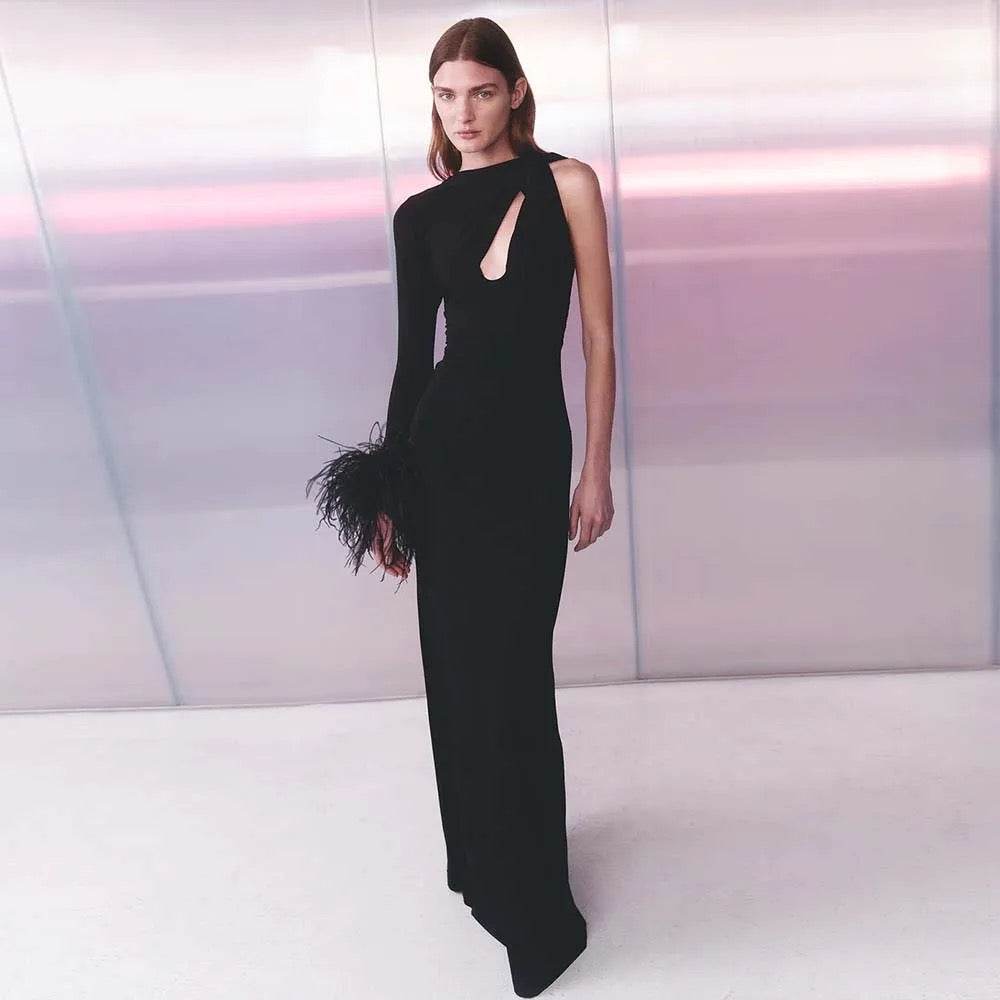 Shining Diamond Mesh Long sleeved Dress - REBECATHELABEL