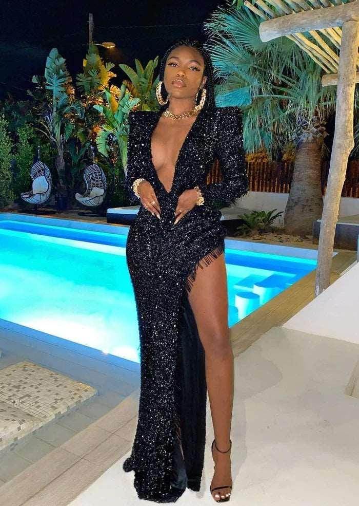 Darlin floor length maxi sequin dress - REBECATHELABEL