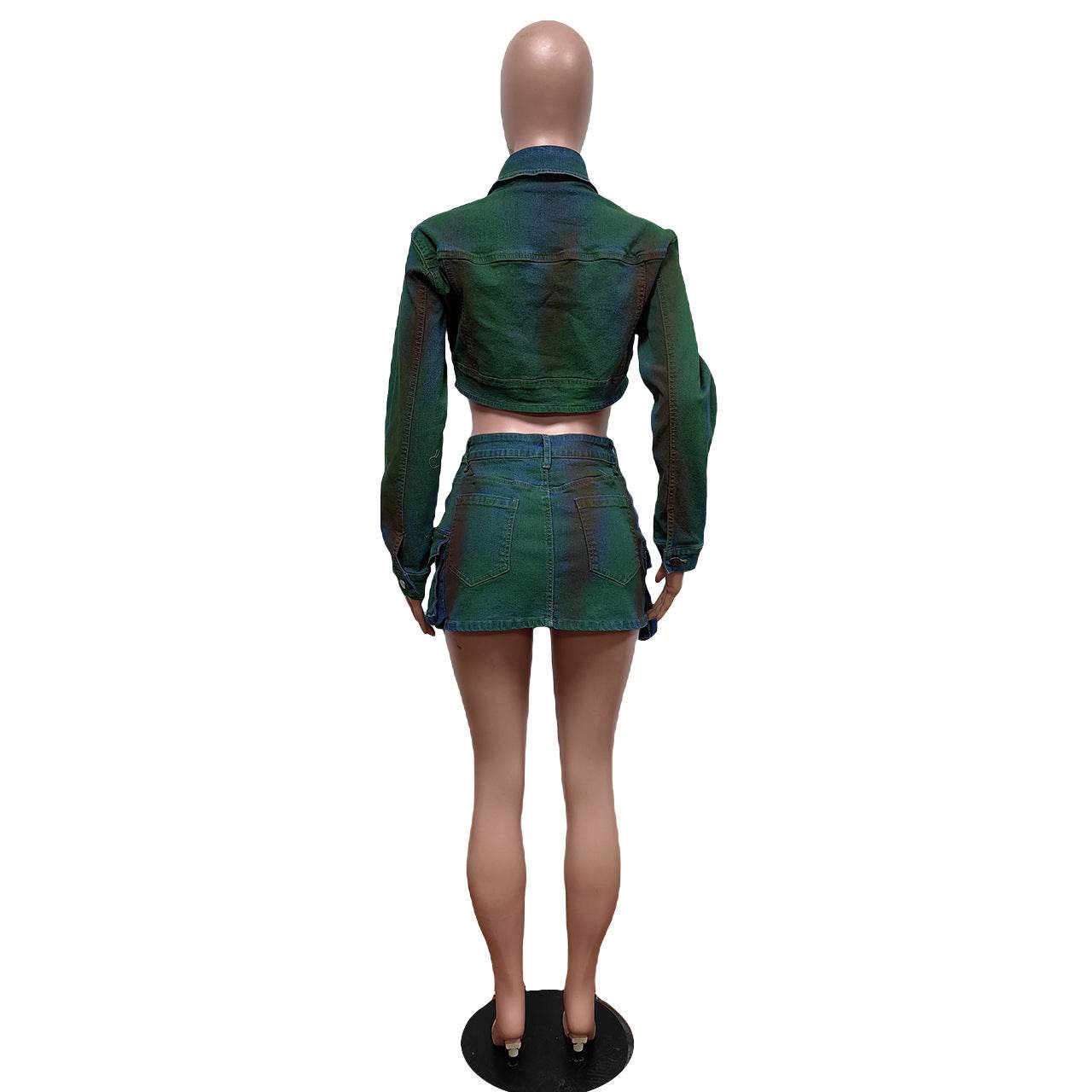 Denim Spray Paint Stretch Suit - REBECATHELABEL