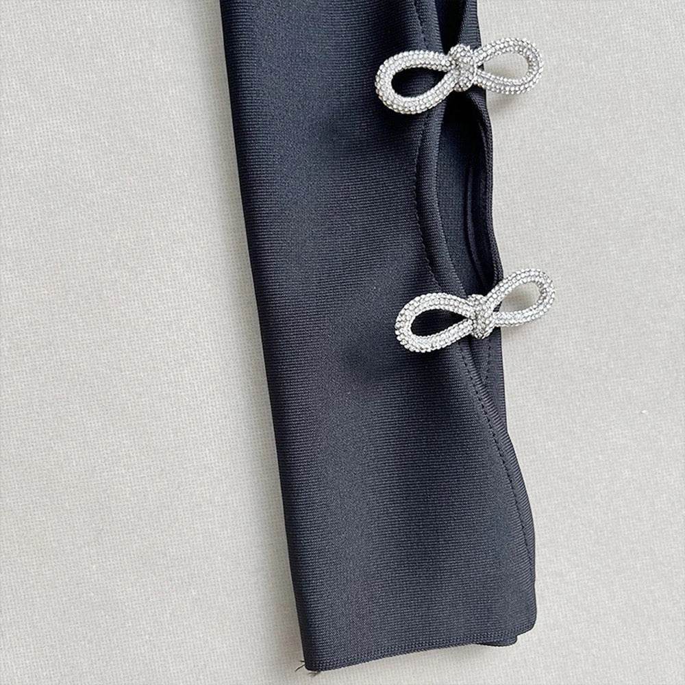 Diamond Hollow Bow blazer Bandage Mini Dress - REBECATHELABEL