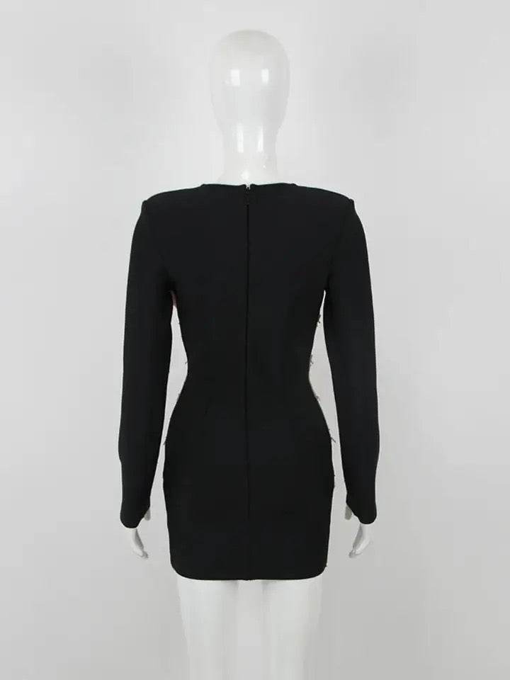 Diamond Mesh Spliced Tight Mini Bandage Dress - REBECATHELABEL