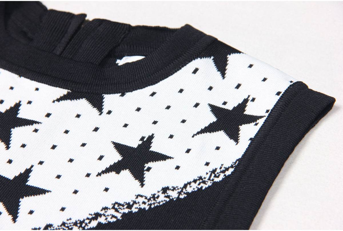 Knitted Round Neck Slim Slimming Sleeveless Back Zipper Dress - REBECATHELABEL