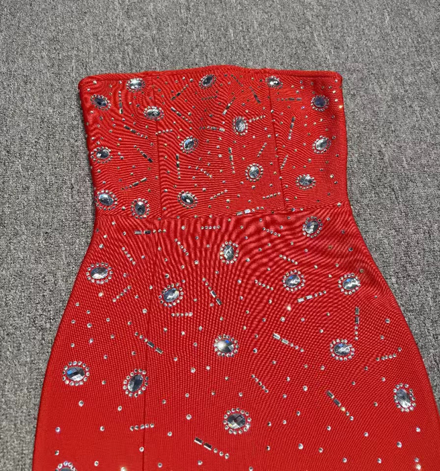 Strapless Diamond Bodycon Bandage Long Dress