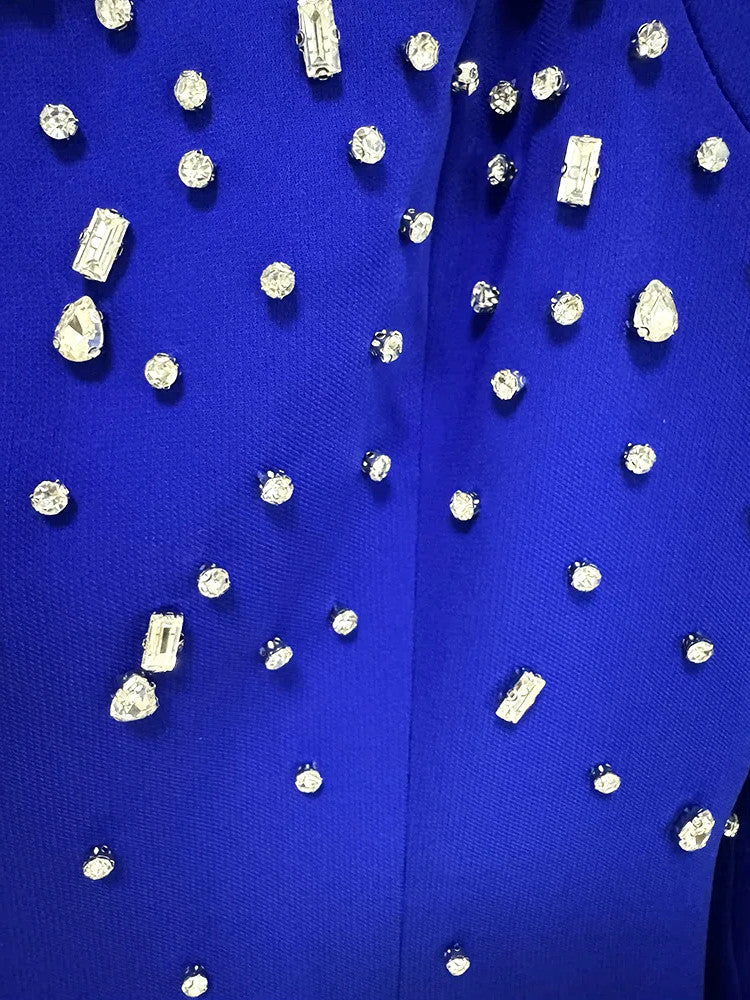 Cape Sleeve Crystal Maxi Dress Blue