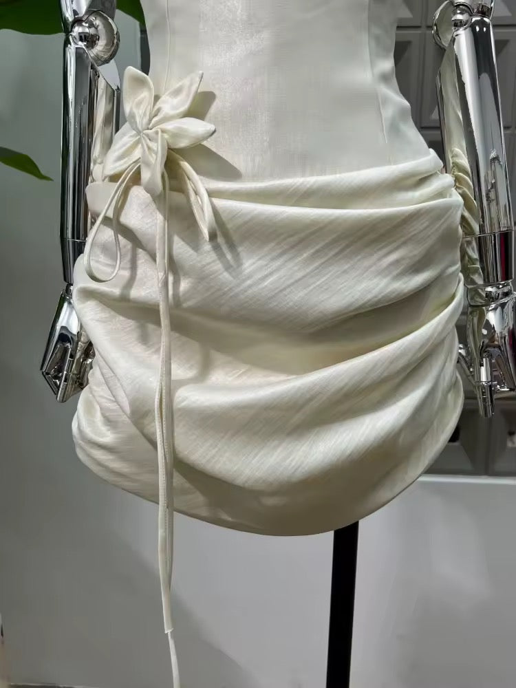 Sleeveless Off The Shoulder Floral Design Mini Dress