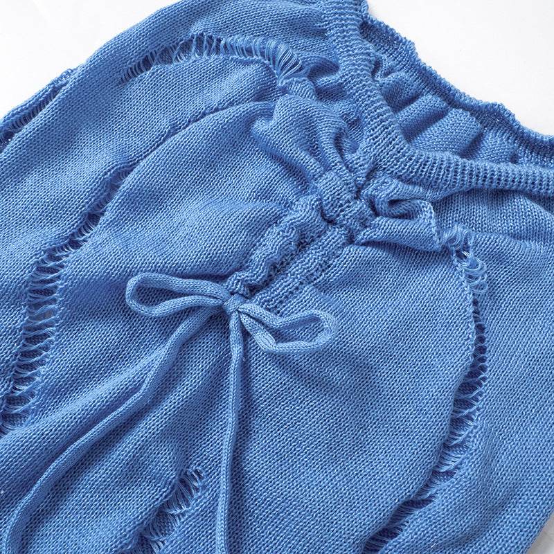 Cutout Lace Up Backless Top Drawstring set - REBECATHELABEL