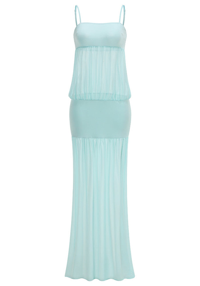 Bubble Detail Maxi Dress Turquoise