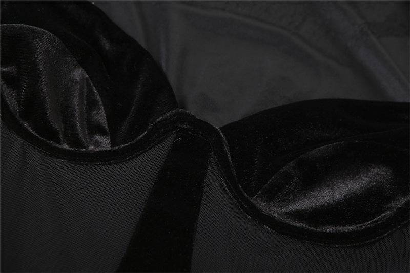 Hollowed out round Neck Long Sleeve Sheer Mesh Stitching Hip Dress - REBECATHELABEL