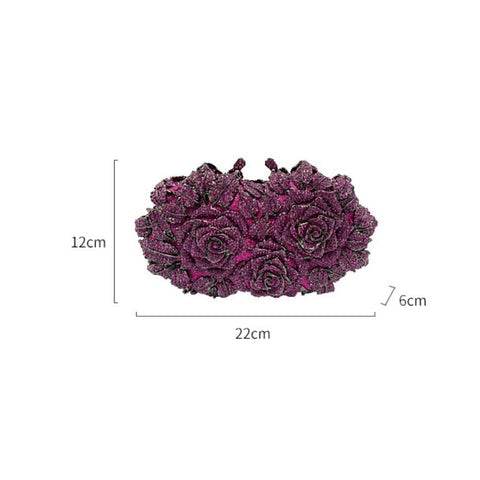 Flower Rhinestone Embellished Clutch In Purple - REBECATHELABEL
