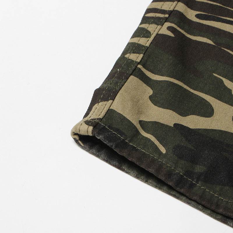 High Street Retro Denim Camouflage Pants - REBECATHELABEL