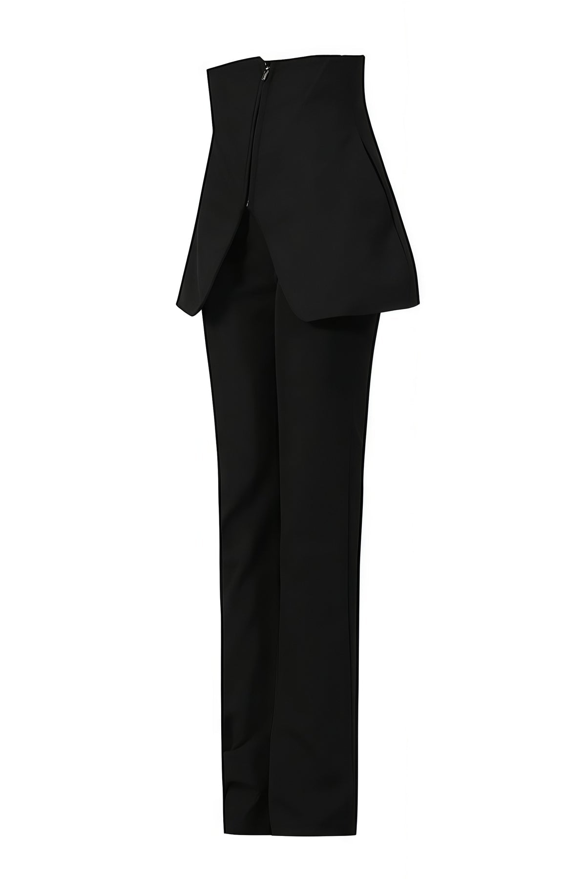 Black Diagonal-Zip Flared Trousers
