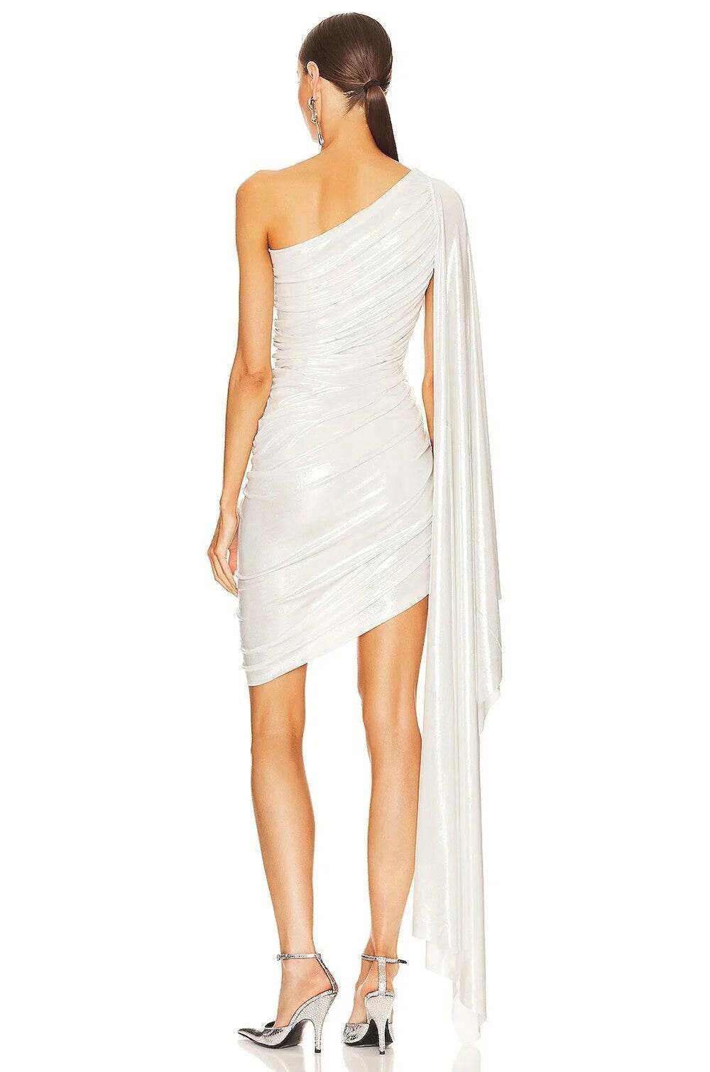 One Shoulder Tight Irregular Draping Dress - REBECATHELABEL