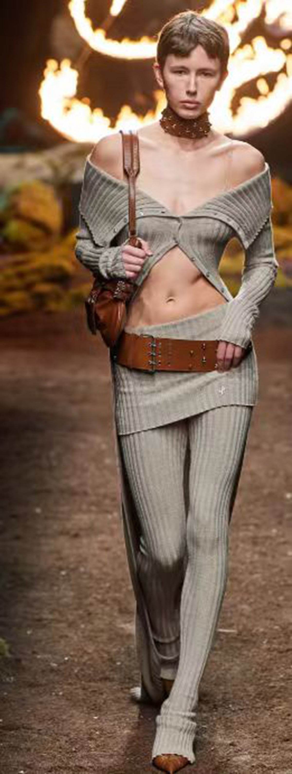 Knitted Cardigan Slash Neck Silm Single Breasted Long Sleeve set - REBECATHELABEL