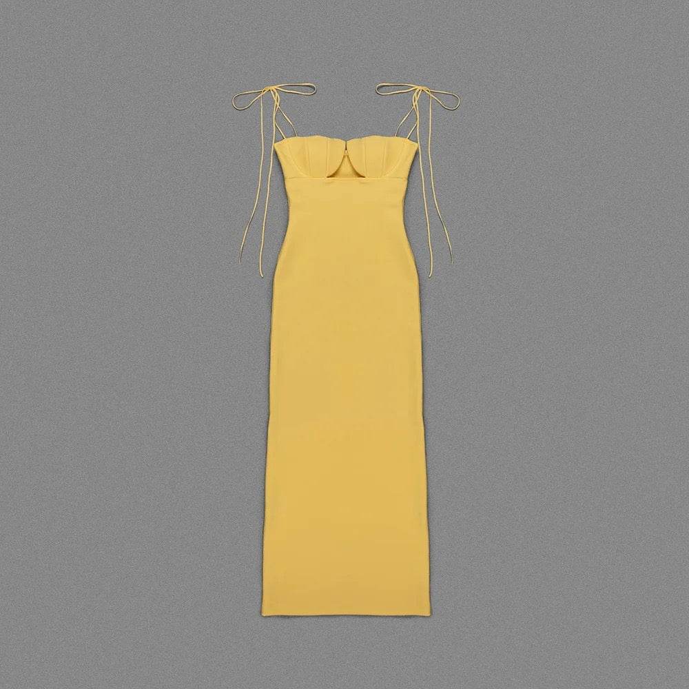 Lace up Sleeveless Sling Tight Long Bandage Dress - REBECATHELABEL