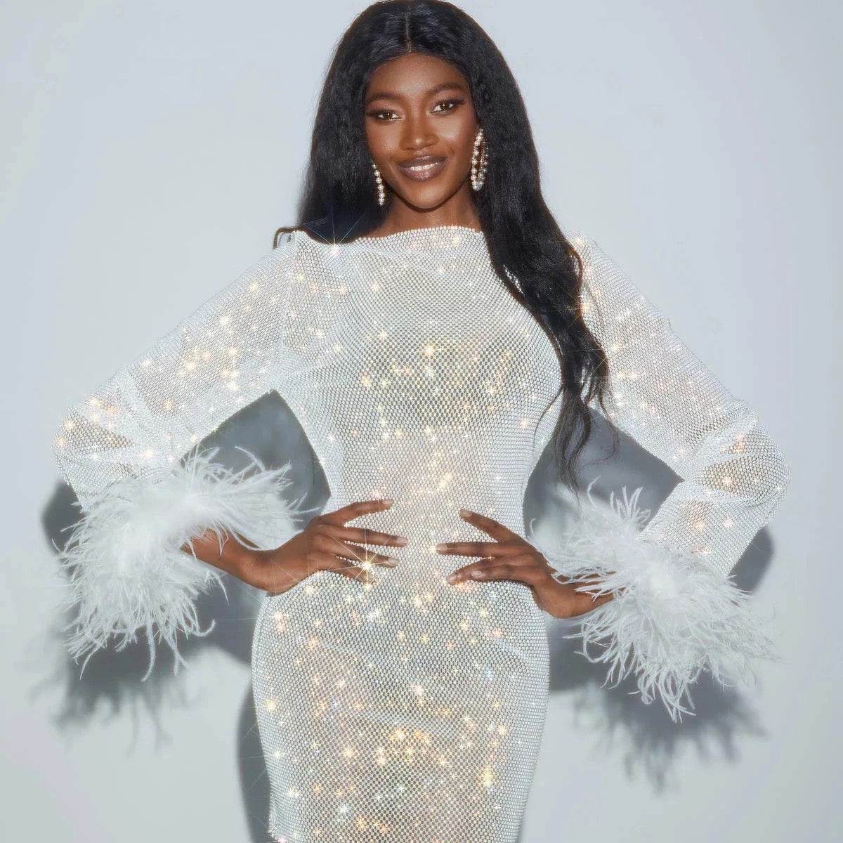 Lala feather mini dress - REBECATHELABEL