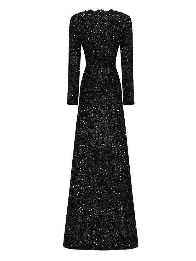 Lolo Sequin Detail Strappy Side Slit Dress - REBECATHELABEL