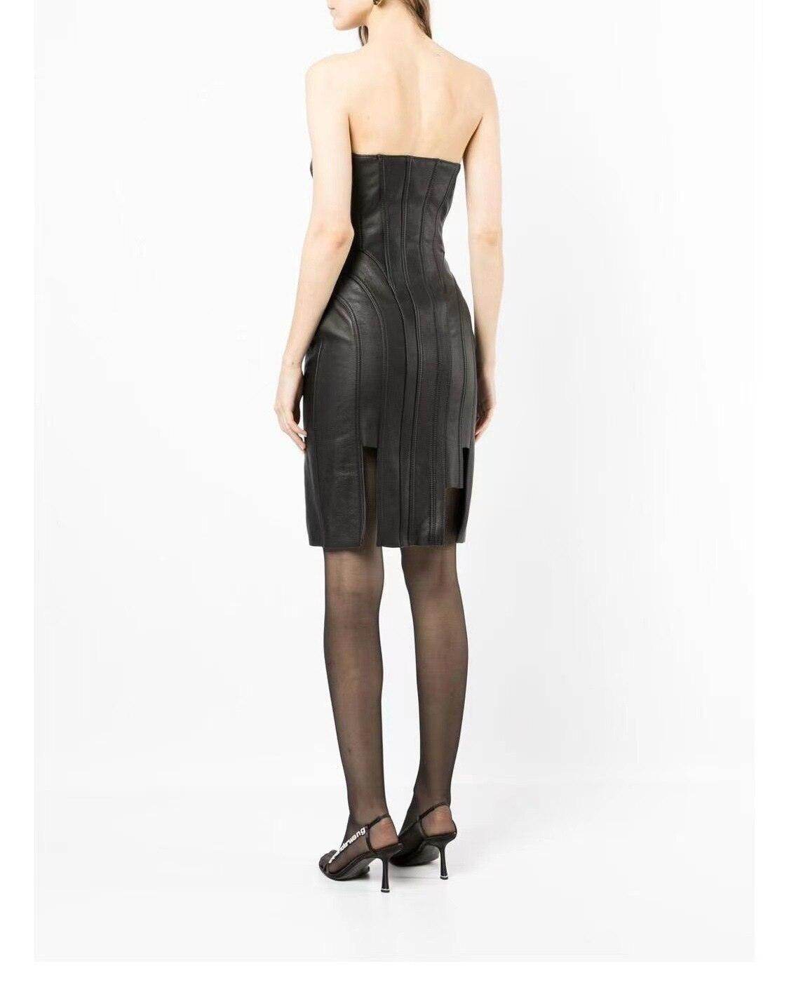 Long Leather Elegant Zipper Dress - REBECATHELABEL