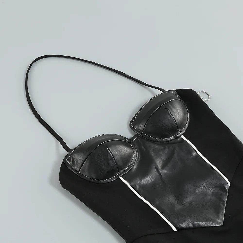 Lulu Wrapped Chest Zipper Long Dress