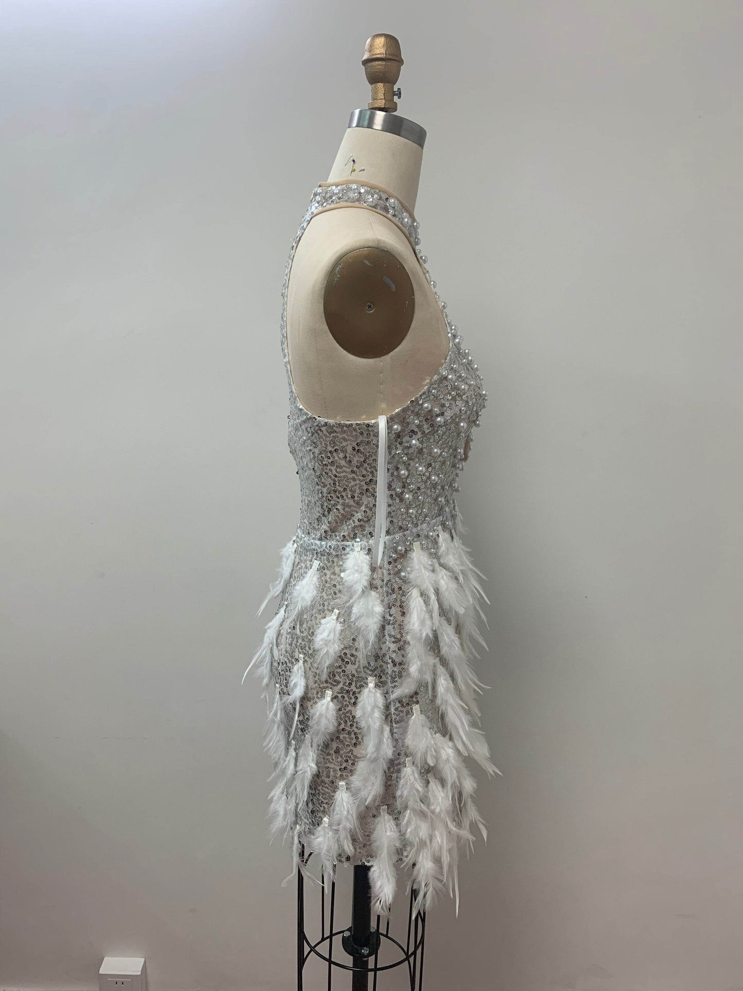 Lulu sequin pearl feather dress - REBECATHELABEL