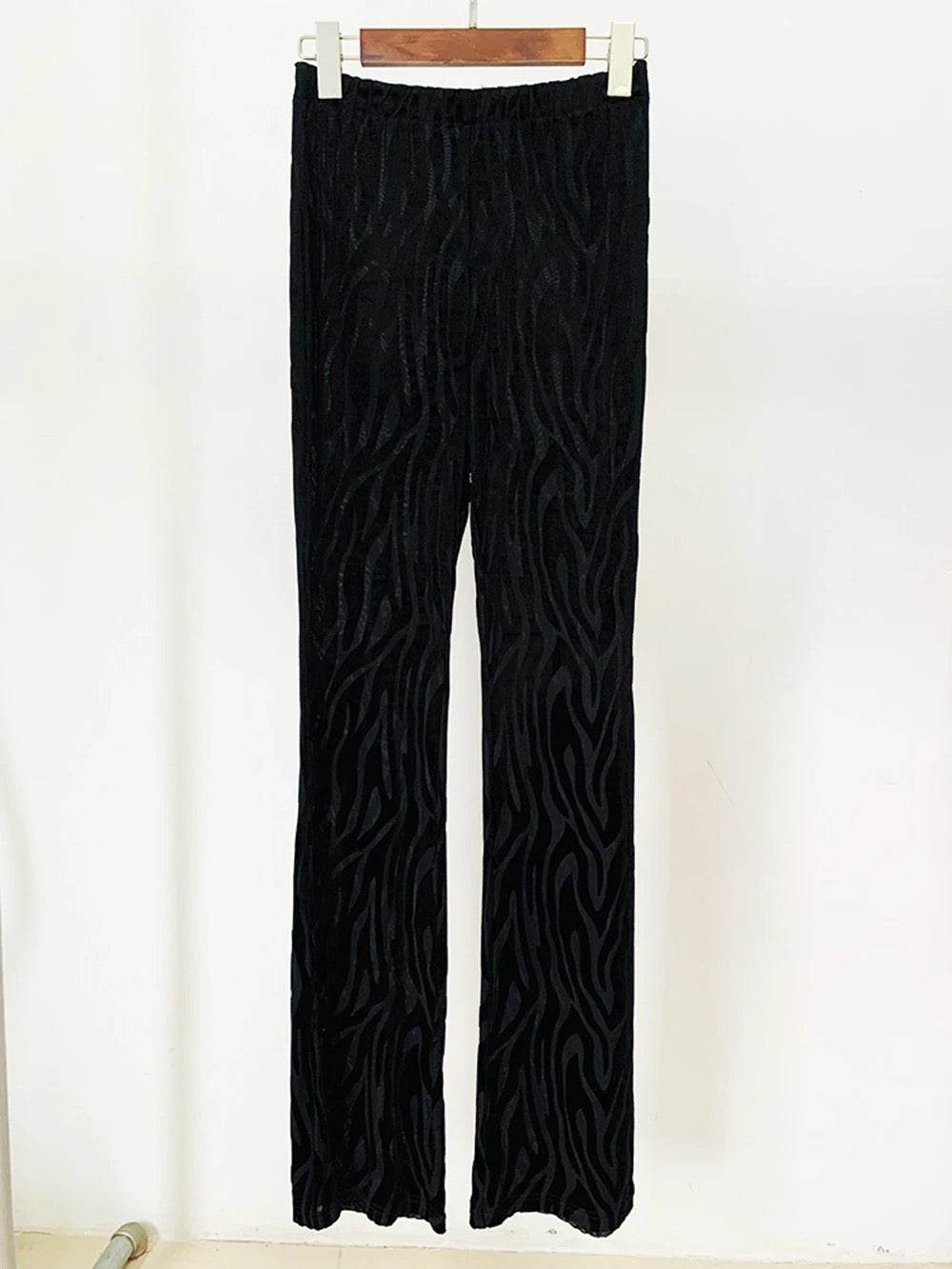 Mesh Black Stripe Pattern Pants 2-piece set - REBECATHELABEL