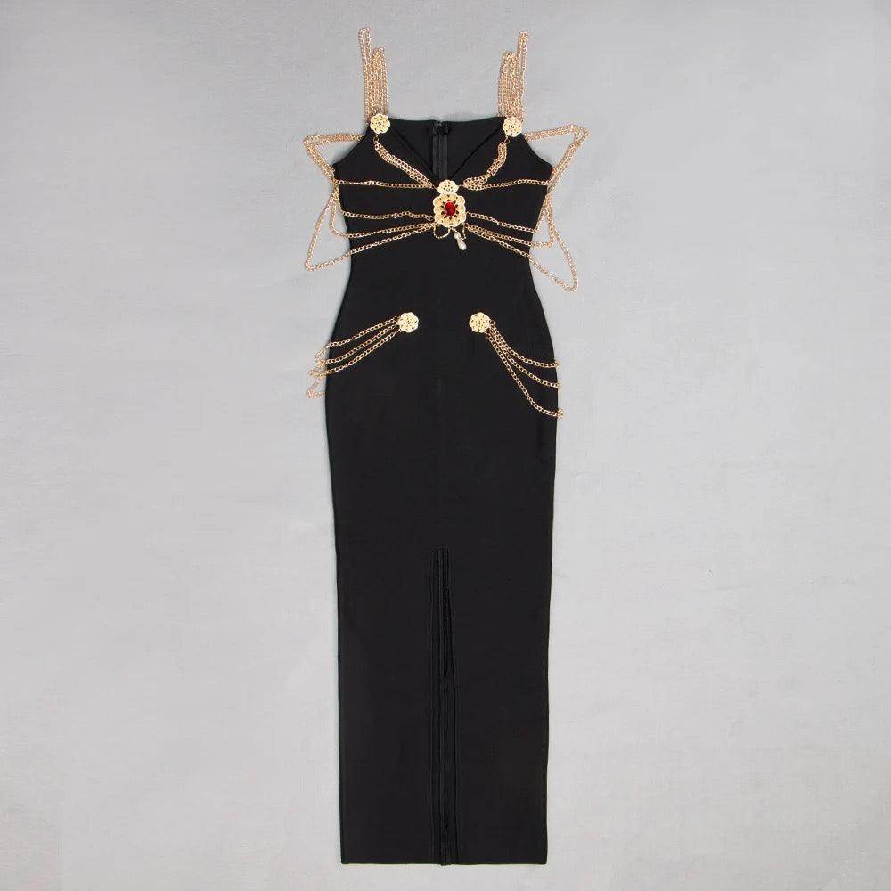 Metal Embellishment Maxi Dress - REBECATHELABEL