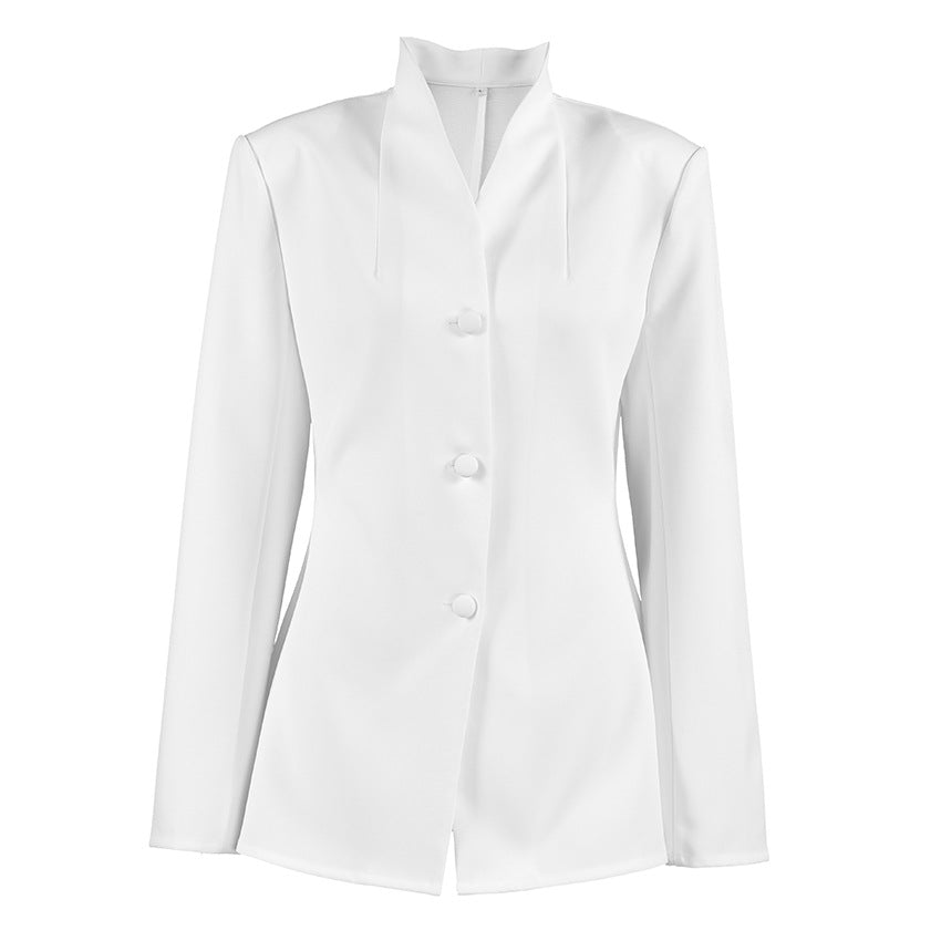 White Simple Waist Fitted Slim Fit Small Business Blazer Spring Casual
