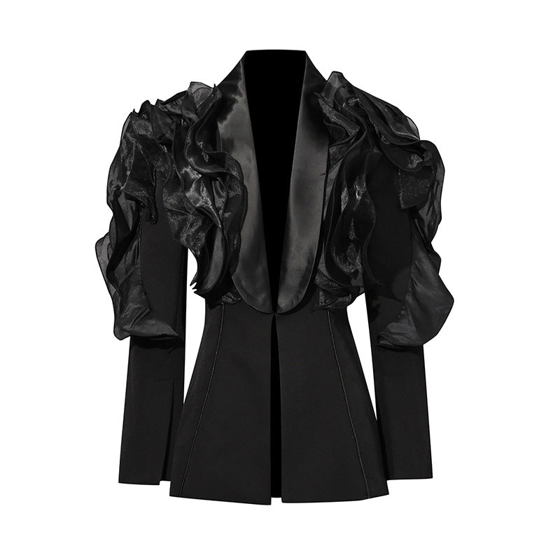 Blazer Unique Design Ruffled Slimming