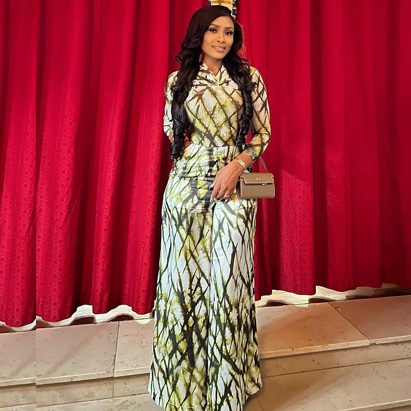 Pleated Long Sleeved Long Sleeve Two Piece Sets