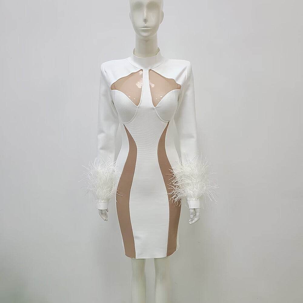 Oneri feather mini dress - REBECATHELABEL