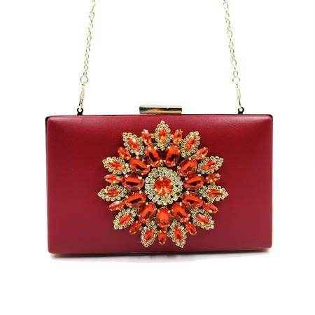 Rhinestone Square Lock Clasp Evening Chain Bag