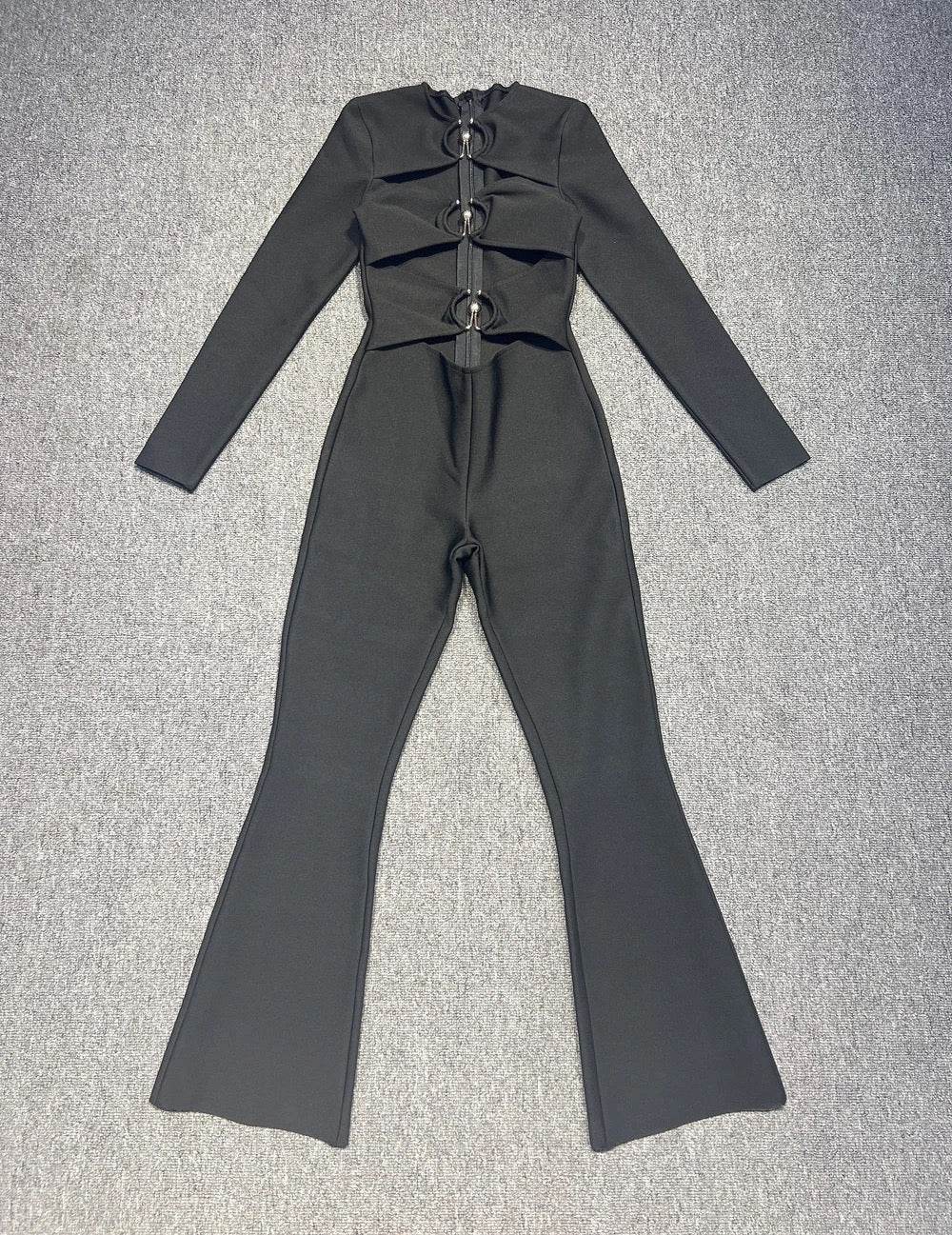 Round Neck Hollow Tight Bandage Jumpsuit - REBECATHELABEL