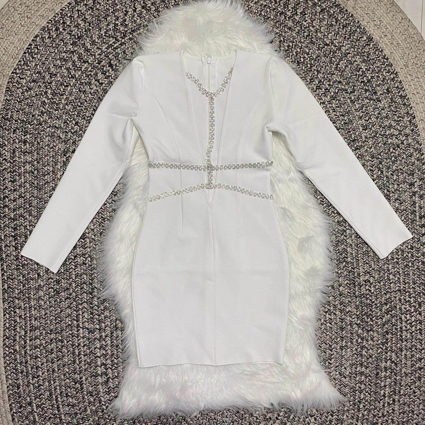 SPARKLY RHINESTONE MINI DRESS - REBECATHELABEL