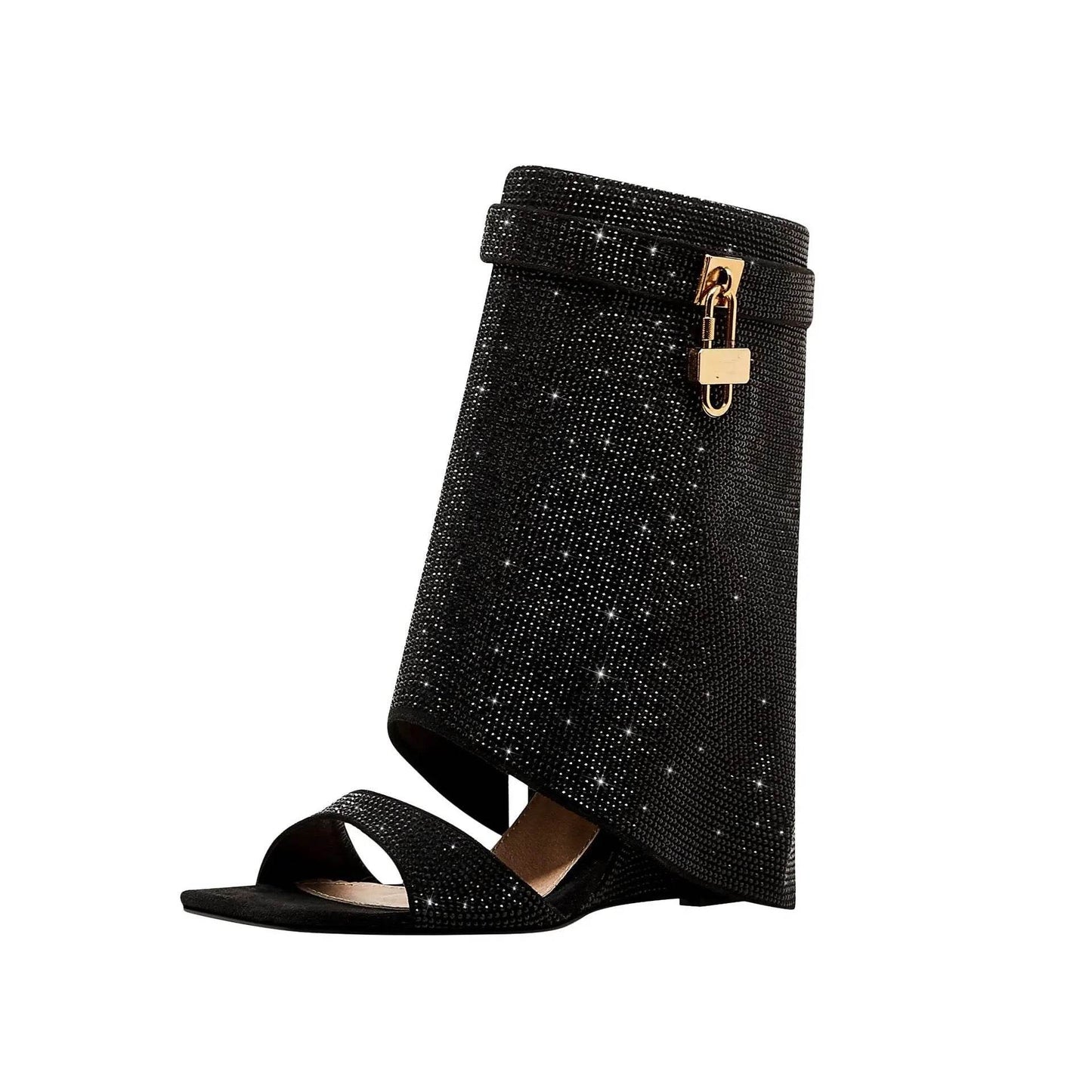 Sandals Boots Crystal Metal Lock - REBECATHELABEL