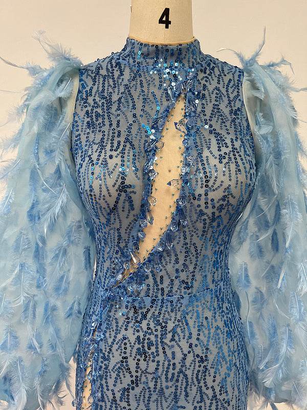 Sequin feather mini dress - REBECATHELABEL