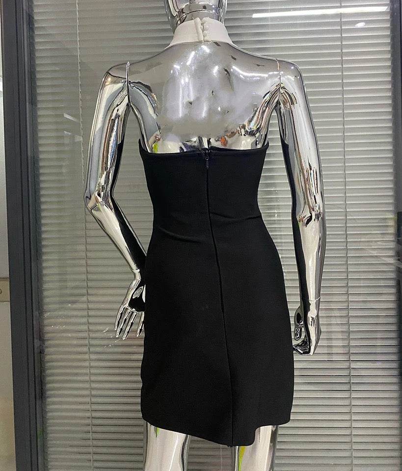 Splicing Open Back Lapel dress - REBECATHELABEL