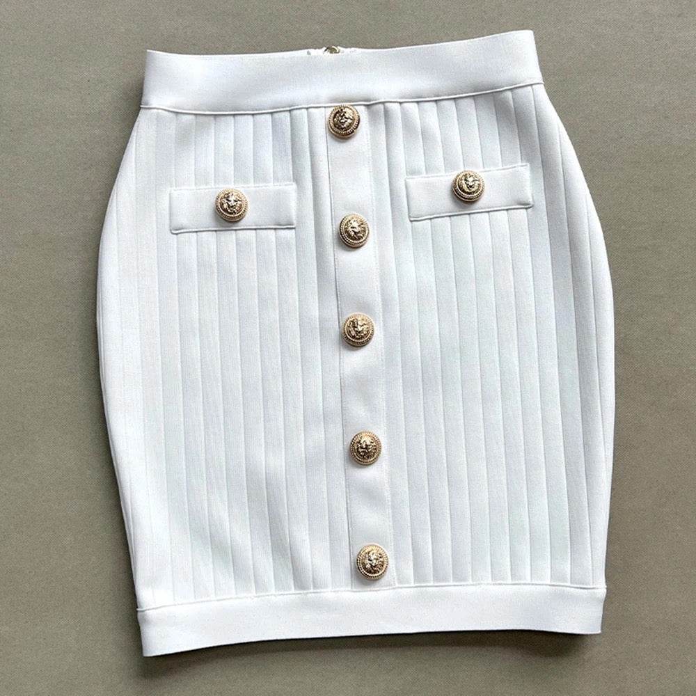 Square Neck Sleeveless Button Mini skirt set - REBECATHELABEL