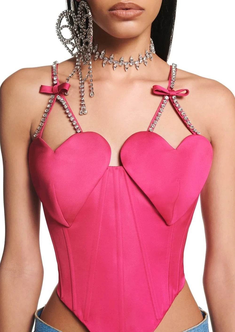 Tight Pink Diamond Heart Short Top - REBECATHELABEL
