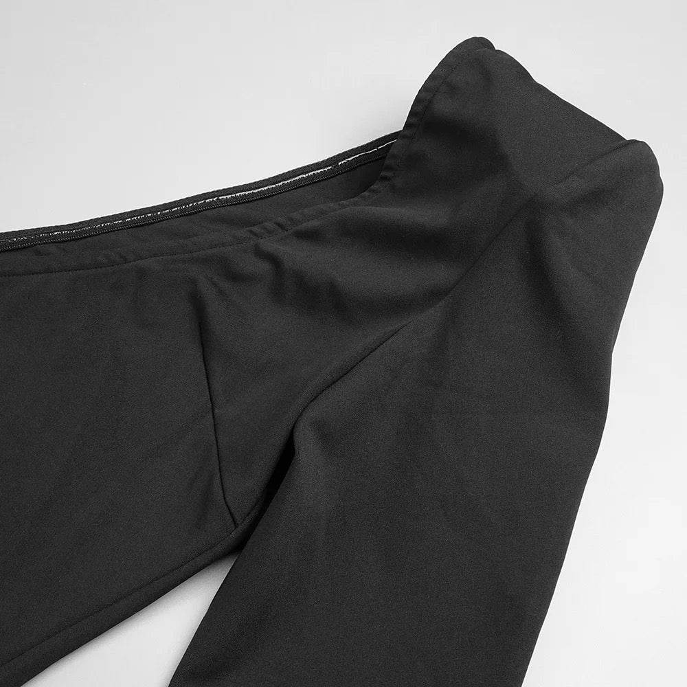 V-neck Mesh Design Tight Fit+One Shoulder Long Sleeve Pleated dress - REBECATHELABEL