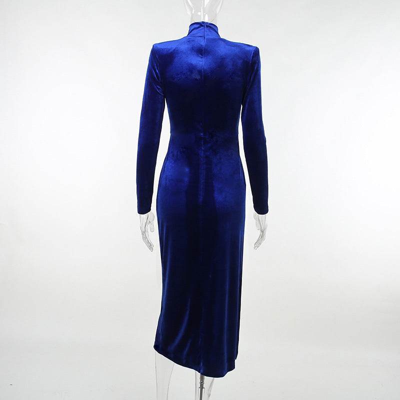 Velvet Slightly Transparent Split Dress - REBECATHELABEL