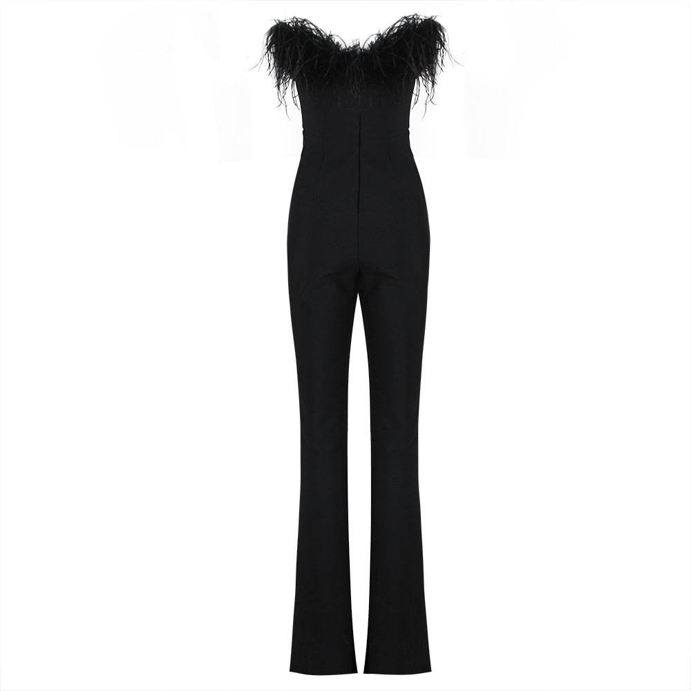 Waist Stretchy Wide Leg Flared jumpsuit - REBECATHELABEL