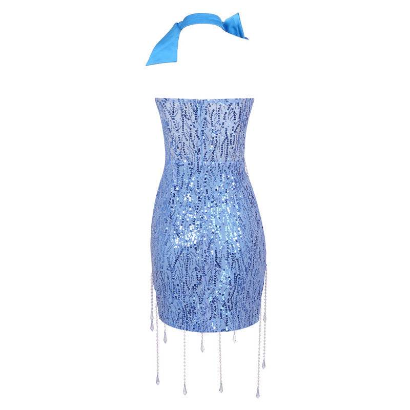 Yandy sequin flower blue dress - REBECATHELABEL