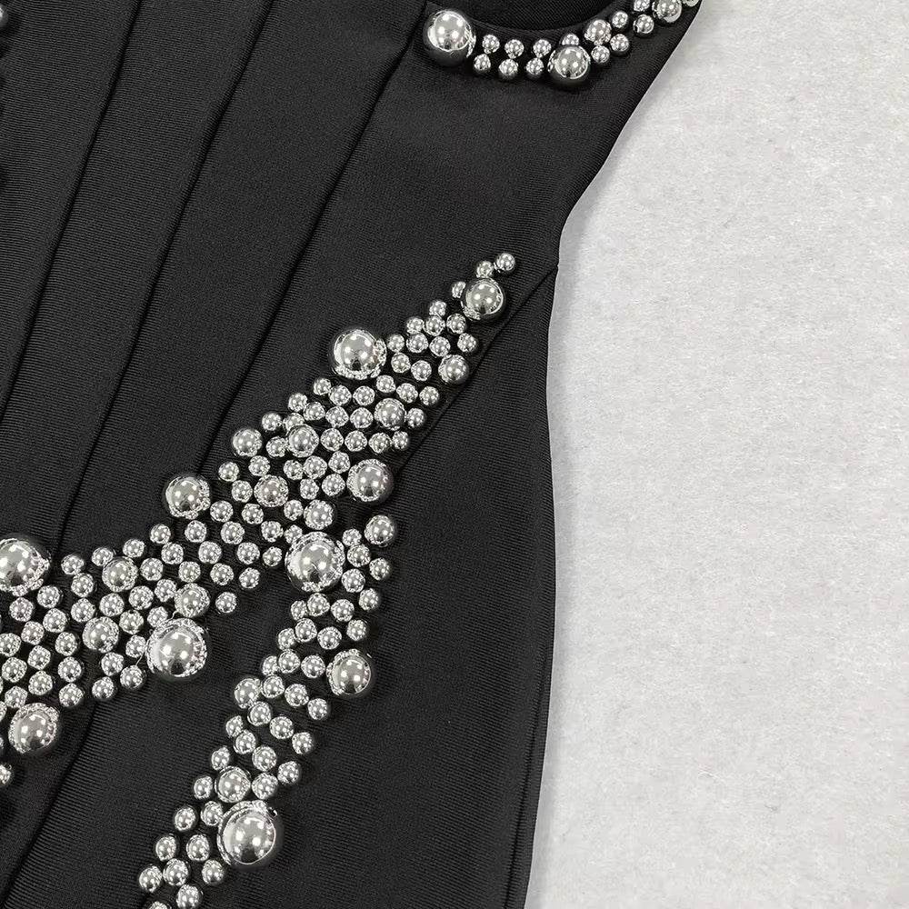 Bead Spaghetti Strap Backless dress - REBECATHELABEL